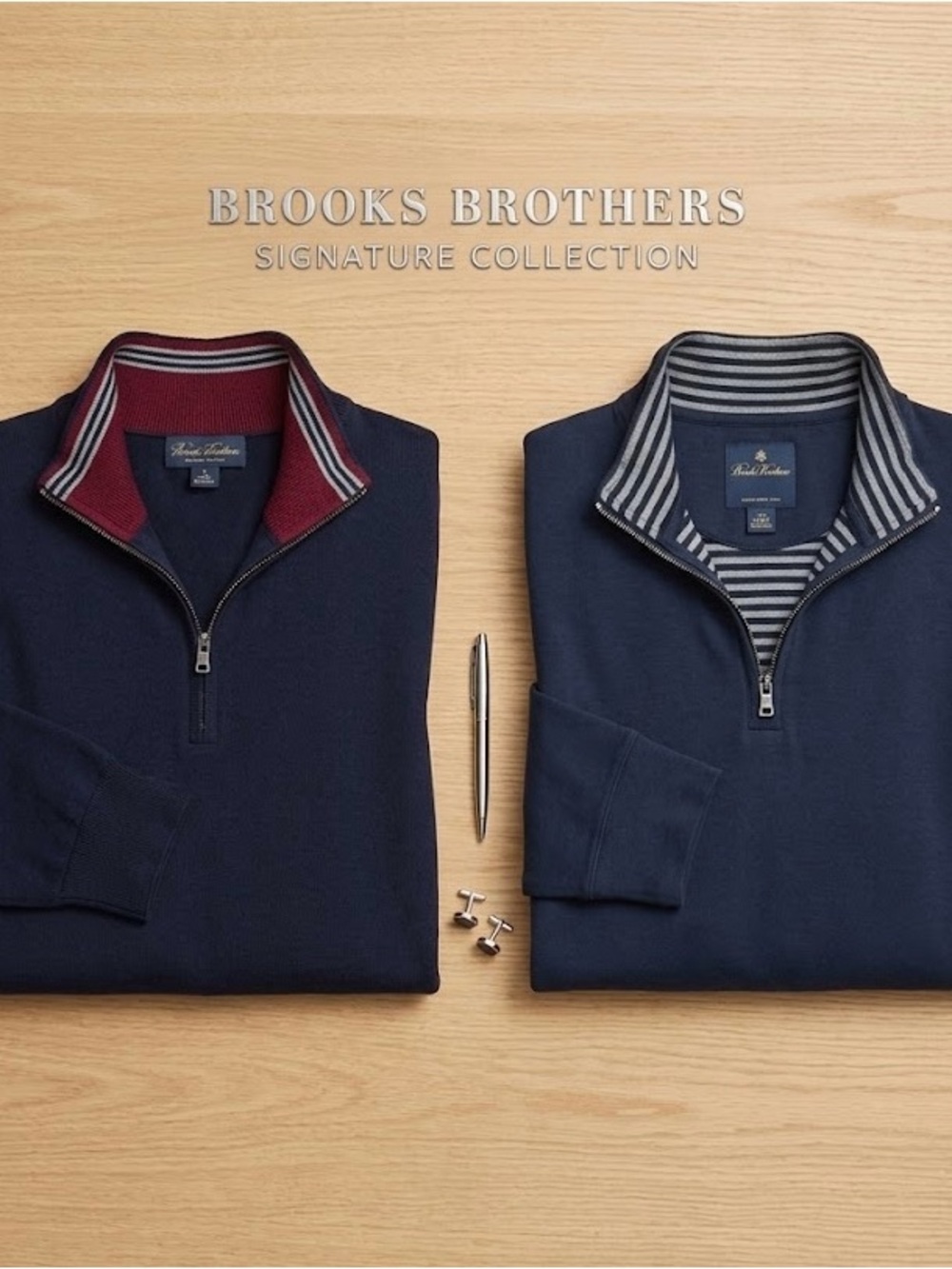 Lot of 2 Brooks Brothers XL Men's Navy Quarter-Zips